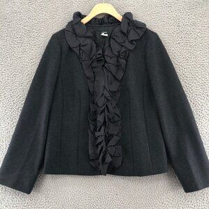 J. Crew Black Ruffle Blazer